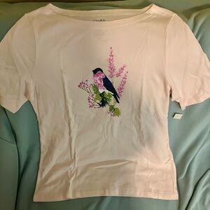 Croft & barrow pink boat neck tee NWT